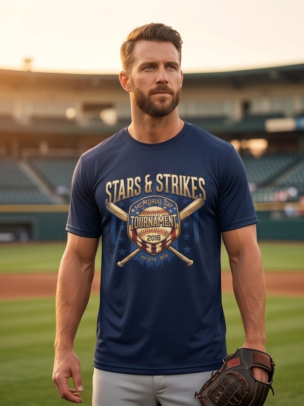 Stars & Strikes Navy Graphic Short-Sleeve Tee - Men